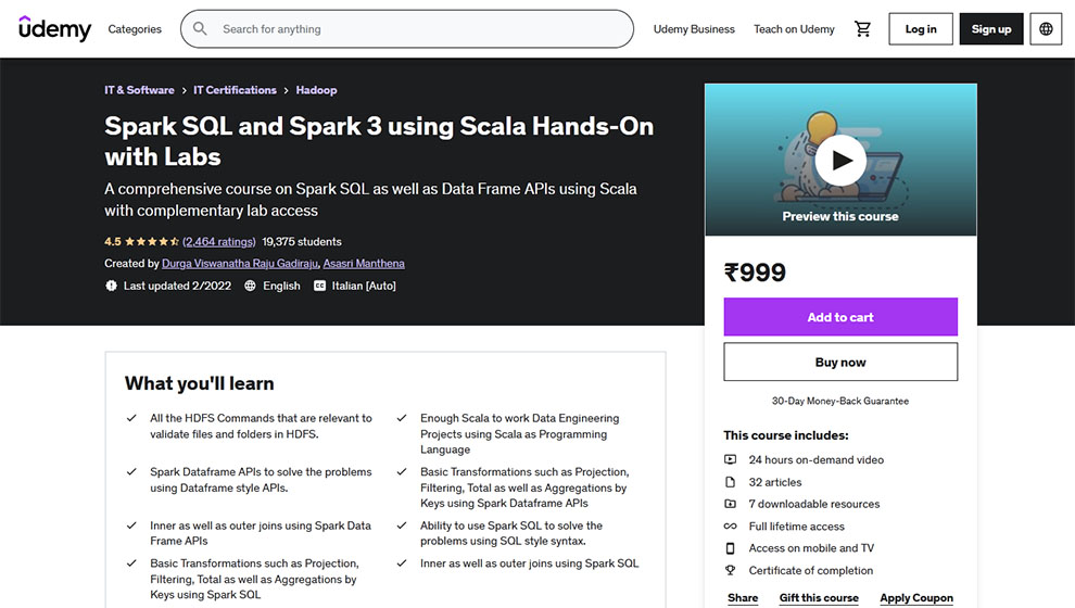 Spark SQL and Spark 3 using Scala Hands-On with Labs