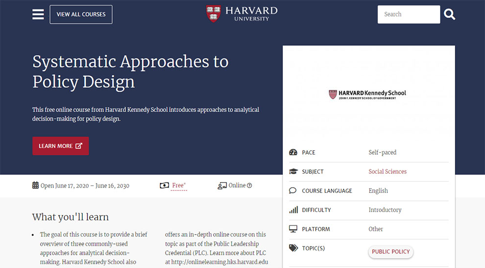 Systematic Approaches to Policy Design