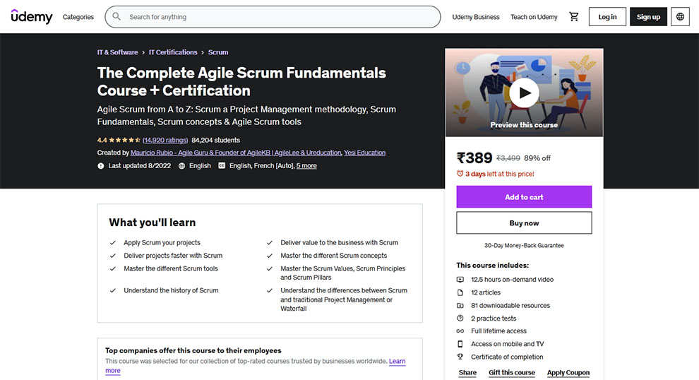 The Complete Agile Scrum Fundamentals Course + Certification