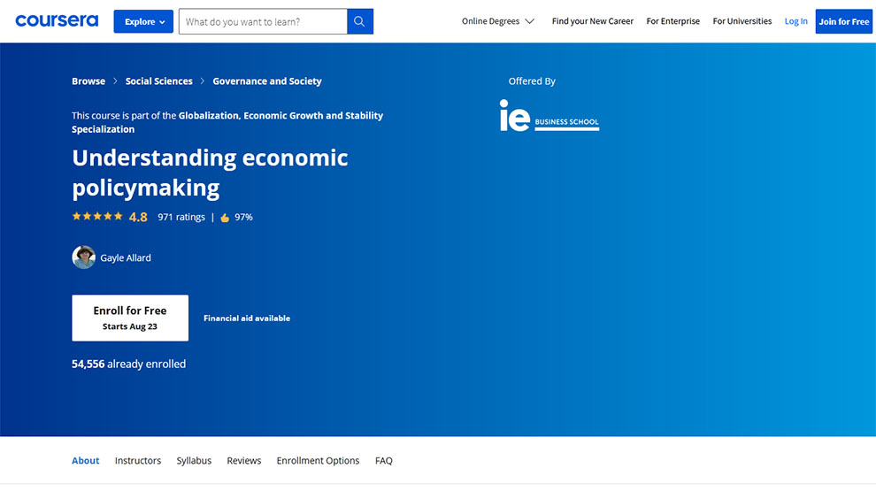 Understanding economic policymaking – Offered by IE Business School