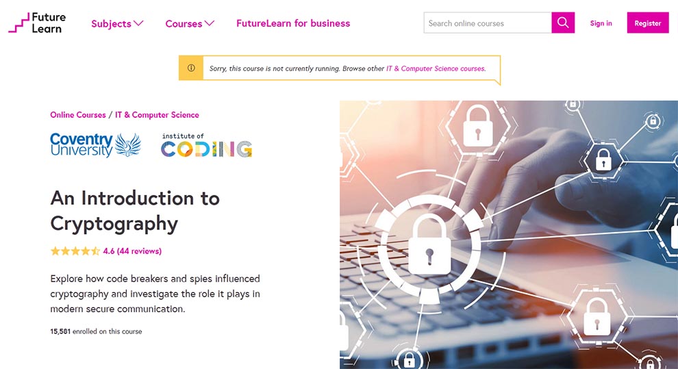An Introduction to Cryptography – Offered by Coventry University and University of Coding