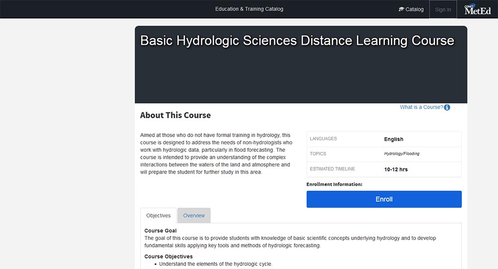 Basic Hydrologic Sciences Distance Learning Course 