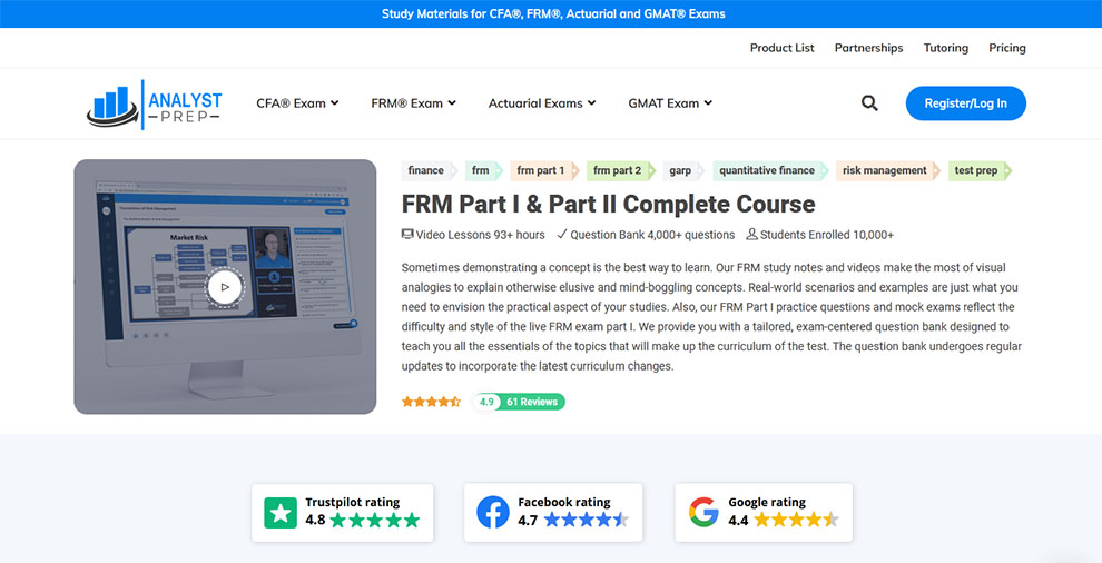  Best Overall - FRM Part I & Part II Complete Course