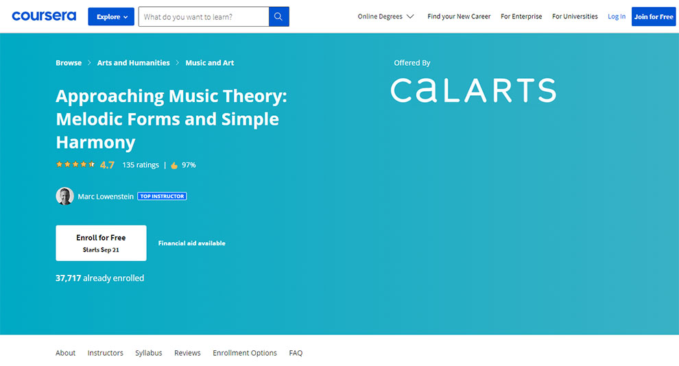  Intermediate Level Best Class:Approaching Music Theory: Melodic Forms and Simple Harmony –by California Institute of the Arts 