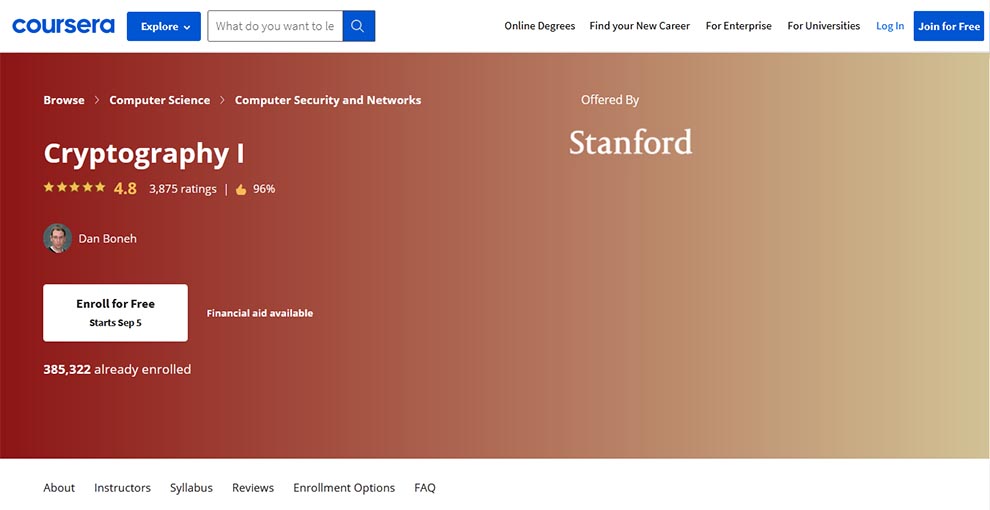 Cryptography I – Offered by Stanford