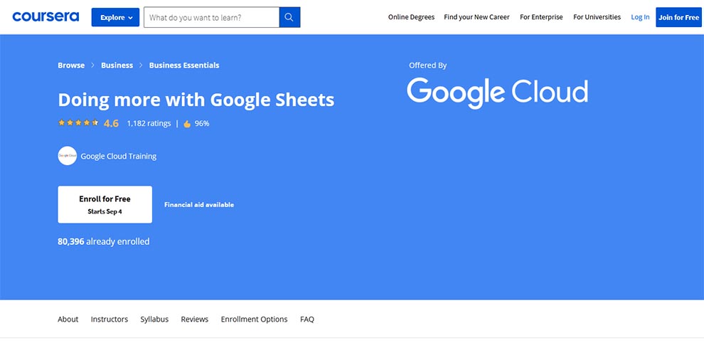 Doing more with Google Sheets – Offered by Google Cloud