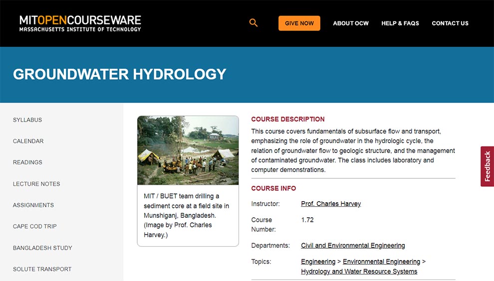 Groundwater Hydrology Online Courses 