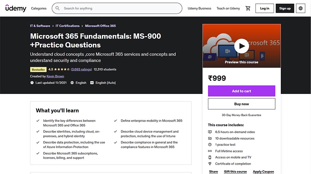 Microsoft 365 Fundamentals: MS-900 +Practice Questions