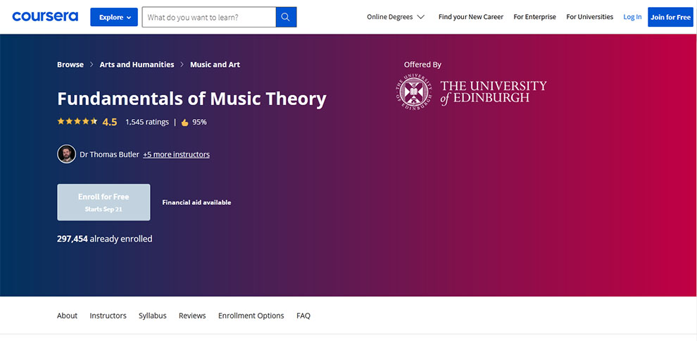 Best for All Levels: Fundamentals of Music Theory – Offered by The University of Edinburg 