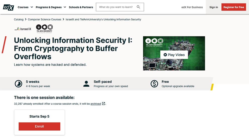 Unlocking Information Security I: From Cryptography to Buffer Overflows – Offered by Tel Aviv University and IsraelX 