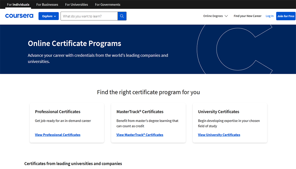 Coursera Certificates