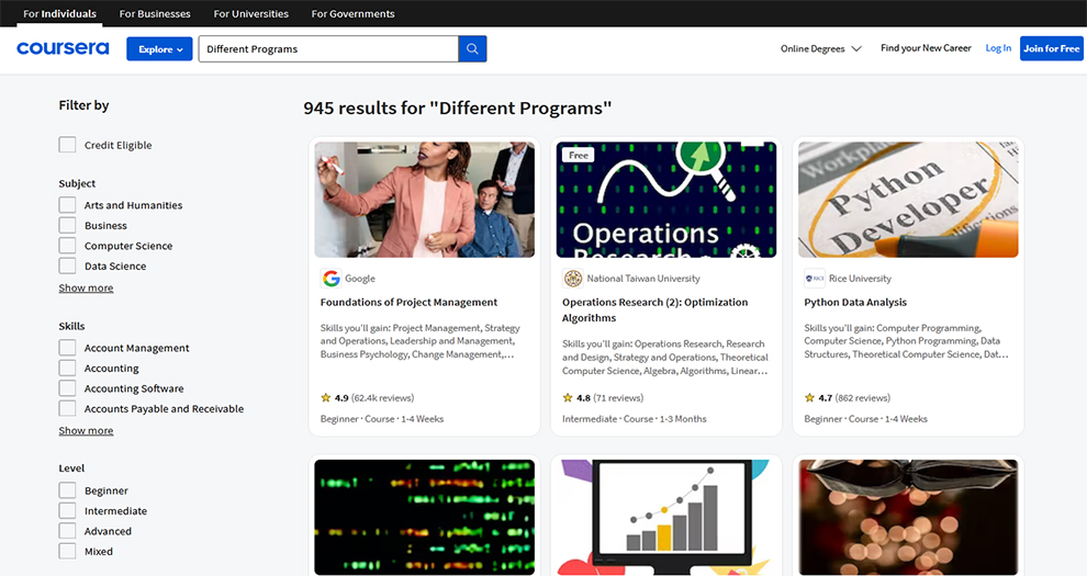 Different Programs Does Coursera Offer