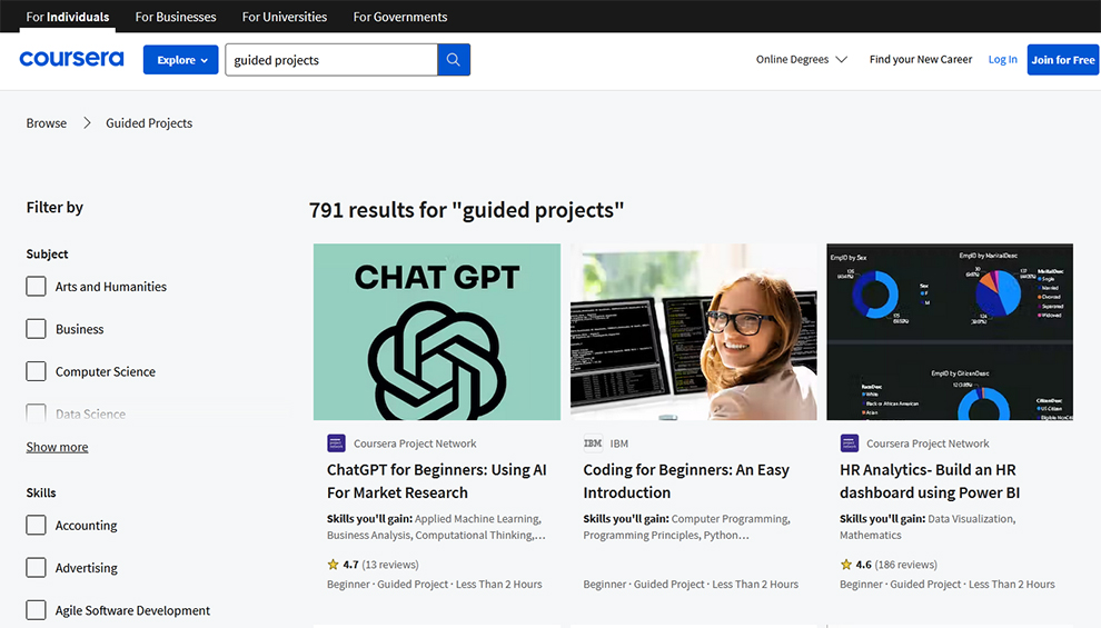 Guided Projects On Coursera