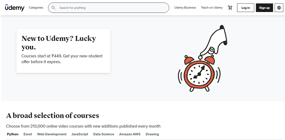 Udemy’s Course Selection Range