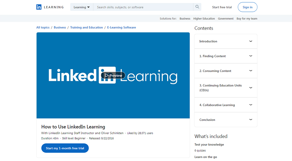 Opt for LinkedIn Learning