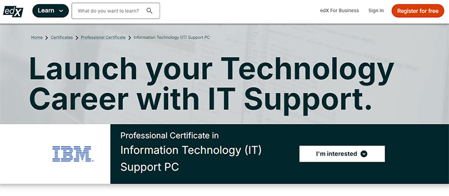 Professional Certificate in Information Technology